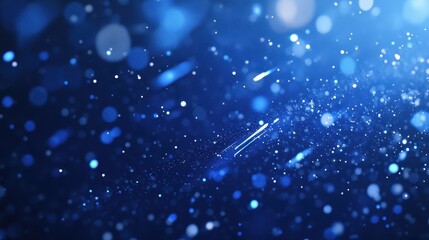 Wall Mural - abstract blue background featuring sparkling particles and light streaks