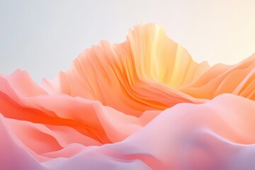 Wall Mural - Abstract illustration of layered undulating formations in warm color gradients