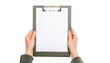 © photostockatinat - a person holding a blank clipboard with a clip