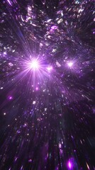 Wall Mural - three bright lights radiate within a deep purple background