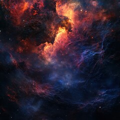 Wall Mural - A vibrant cosmic nebula showcases stunning colors and textures among stars