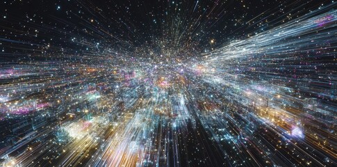 Wall Mural - an abstract and colorful explosion of light in space