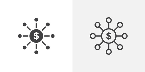 Affiliate marketing icons symbol. Flat and line design style.