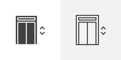 Wall Mural - elevator icon vector set in black flat and line stroke style