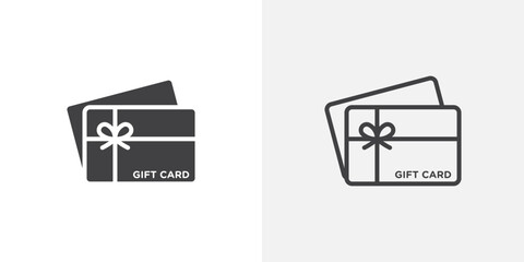Wall Mural - gift card icon vector set in black flat and line stroke style