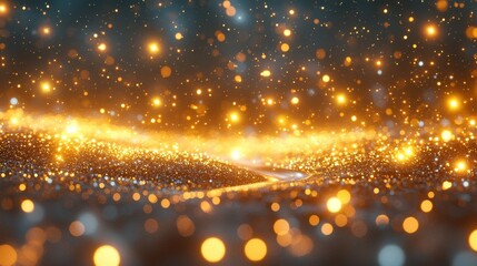 Wall Mural - glowing particles and lights create an abstract landscape scene