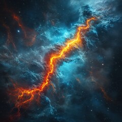 Canvas Print - a stunning cosmic nebula features glowing orange and blue energy