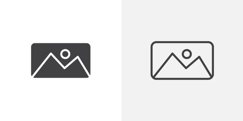 Canvas Print - Image icon vector set in black flat and line stroke style