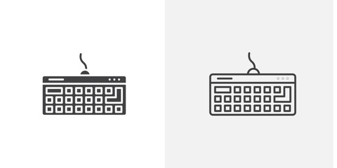 Wall Mural - keyboard icon vector set in black flat and line stroke style