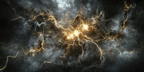 Canvas Print - abstract depiction of energy bursting with complex flowing lines