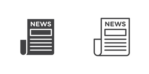 Wall Mural - news icon vector set in black flat and line stroke style