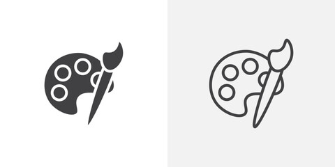 Wall Mural - paint icon vector set in black flat and line stroke style