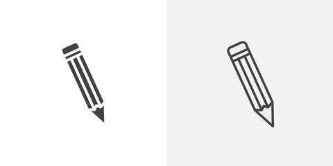 Wall Mural - pencil icon vector set in black flat and line stroke style