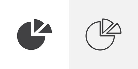 Wall Mural - pie chart icon vector set in black flat and line stroke style