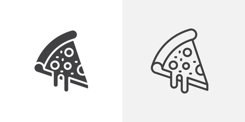 Wall Mural - pizza icon vector set in black flat and line stroke style