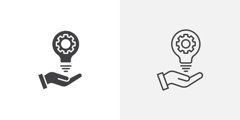 Solution icon vector set in black flat and line stroke style