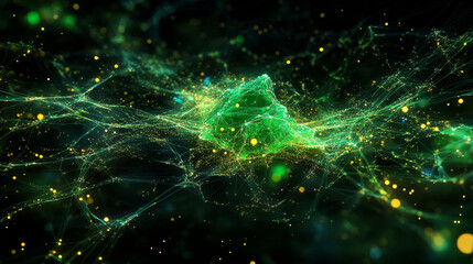 Wall Mural - abstract digital particles point, digital cyberspace, technology digital connection. future backgrou
