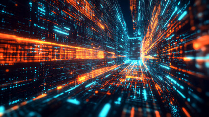 Wall Mural - digital cyberspace and digital data network connections concept. transfer digital data hi-speed inte