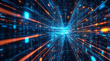 Wall Mural - digital cyberspace and digital data network connections concept. transfer digital data hi-speed inte