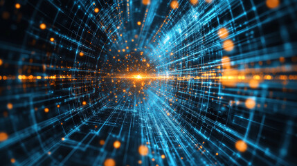 Wall Mural - digital cyberspace and digital data network connections concept. transfer digital data hi-speed inte