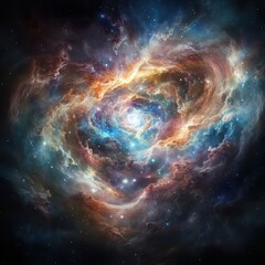 Wall Mural - a vibrant spiral galaxy showcases colorful nebulae and numerous stars