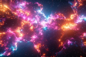 Wall Mural - A cosmic scene filled with colorful nebulas and bright stars