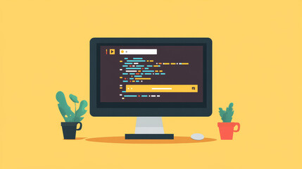 Wall Mural - vector illustration. web search. flat computing background. programming and coding. web development 