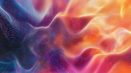 Wall Mural - abstract waves flowing, with triangle mesh of dots and lines. big data connection, technology digita