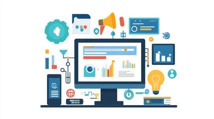 Wall Mural - vector illustration. flat computing background. programming and coding. web development and search. 