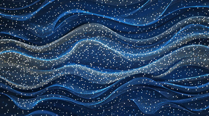 Wall Mural - abstract blue color digital particles wave background