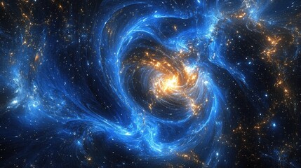 Wall Mural - a swirling spiral galaxy displays a dynamic interplay of colors in space