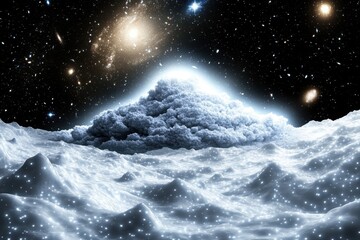 Wall Mural - an abstract cosmic landscape with a bright celestial cloud formation