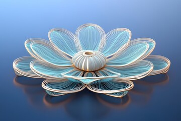 Wall Mural - a beautiful stylized flower illustration in shades of blue and gold