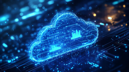 Wall Mural - cloud computing illustration,flat style.data storage device,media server.web hosting and cloud techn