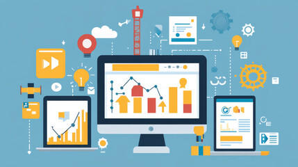 Wall Mural - vector illustration. app development. flat computing background. programming and coding. web develop