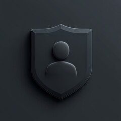 Aufkleber - Data Protection: Dark Grey User Icon Protected by Shield, Illustrating Privacy and Security Measures