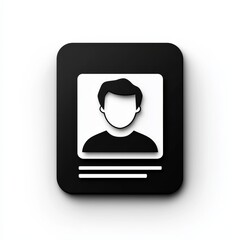 Poster - Simple Contact Card Icon in Black and White with a Rounded Rectangle Shape and a Silhouette Figure