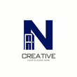 © MstKamol - Minimal Letter N Logo Design with Door Concept
