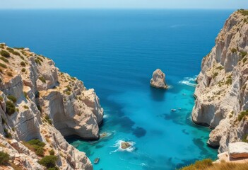 Wall Mural - Dramatic coastal cliffs, turquoise sea, Cap Formentor panorama, blue, panorama