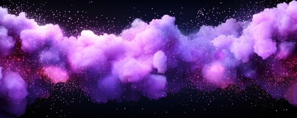 Wall Mural - Vibrant purple and pink nebula cloud with glittering stars on black background