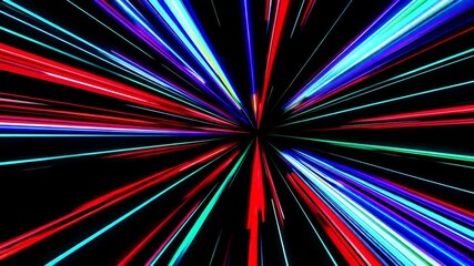 Poster - Colorful light trails radiating from center, futuristic explosion. Energy concept