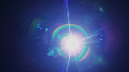 Aufkleber - Rainbow light flare burst in dark background, surreal glowing effect concept