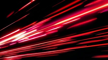 Fototapete - Abstract red and pink light streaks on black background, speed and motion concept