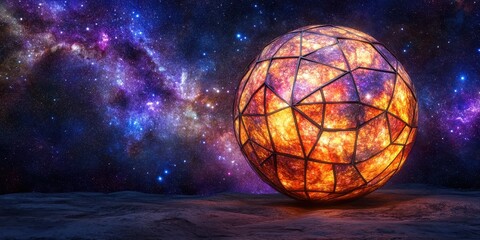 Canvas Print - a geometric glowing sphere floating in a star filled galaxy