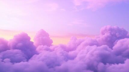 Wall Mural - a beautiful view of fluffy purple clouds illuminated by a sunset.