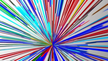 Poster - Radiating lines in vibrant colors on white background, dynamic abstraction design