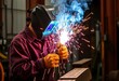 © BOXS - Sparks fly as a welder expertly works, protected in an industrial setting, protective clothing, expertise