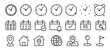 © Md Abidur Rahman - date, address, time line icon set. clock, calendar, location pin icons for delivery, meeting, address, time, date, target, office, planning, month, minute, navigation etc conceptual use. editable line