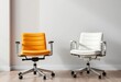 © ฉัน ก็คง - Two modern office chairs sit empty, side-by-side, seating,  room interior