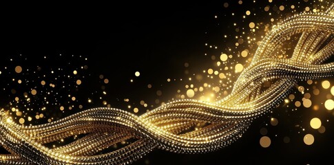 Canvas Print - Elegant golden threads sparkling against a dark and alluring background